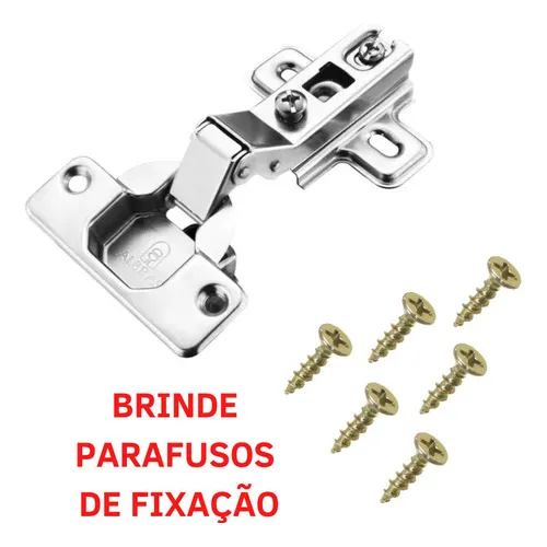 Kit 4 Dobradiça Armário Cozinha 35 Mm Curva + Parafusos Foto 1