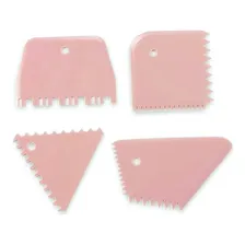 Kit 4 Espátulas Raspadores Para Decorar Confeitar Bolos Rosa Foto mini 1