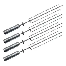 Kit 4 Espetos Tridente Inox P/ Churrasqueira Grill Girat贸rio Foto mini 1