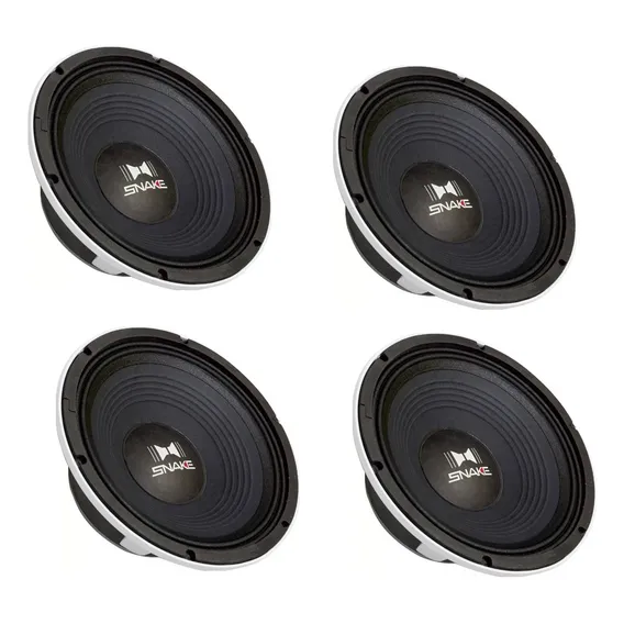 Kit 4 Falante Woofer Snake 10 Esv610 300w Rms Medio 4/8 Ohms Cor Branco Foto 1