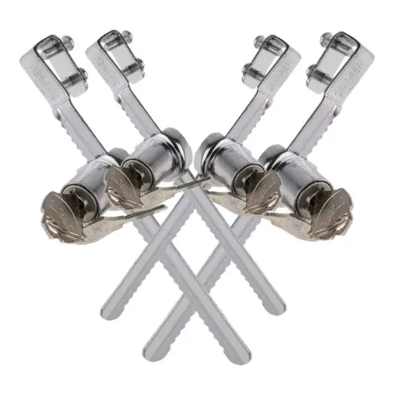 Kit 4 Fechadura Para Vitrine Freezer 2 Chaves 140mm Starfer Cor Zincada Foto 1