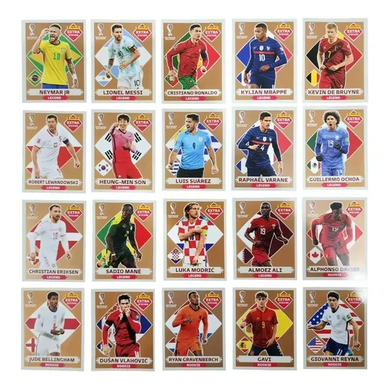Kit 4 Figurinhas Copa Qatar 2022 Legend/Rookie Bordo e Bronze Foto 1