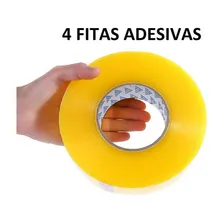 Kit 4 Fita Durex Transparente 300m Larga Embalagem Trabalho Foto  mini 1