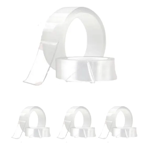 Kit 4 Fitas Dupla Face Transparente Adesiva Fixação Forte Cor Branco Foto 1