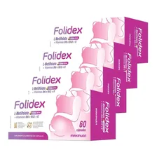 Kit 4 Folidex Metilfolato + Vitaminas B6 B12 E 60 Cápsulas Foto  mini 1
