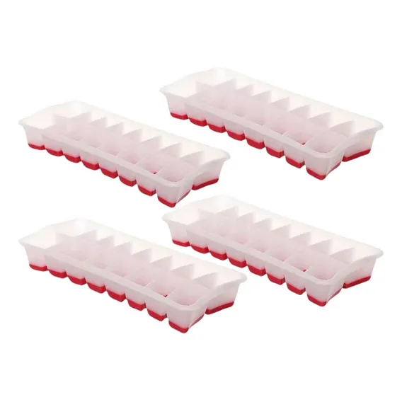 Kit 4 Formas De Gelo Flexivel Plastico Sanremo Cor Vermelho Foto 1