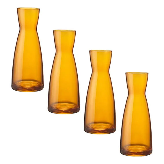 Kit 4 Garrafas De Água Suco Leite 500ml Vidro Laranja Foto 1