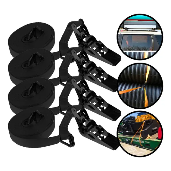 Kit 4 Jogos Cinta Catraca De Amarração Suporta Cargas 800kg Com 5 Metros ATMAS Foto 1