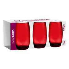 Kit 4 Jogos Copos Vidro Bellagio Vermelho Colorido 450ml Foto mini 1