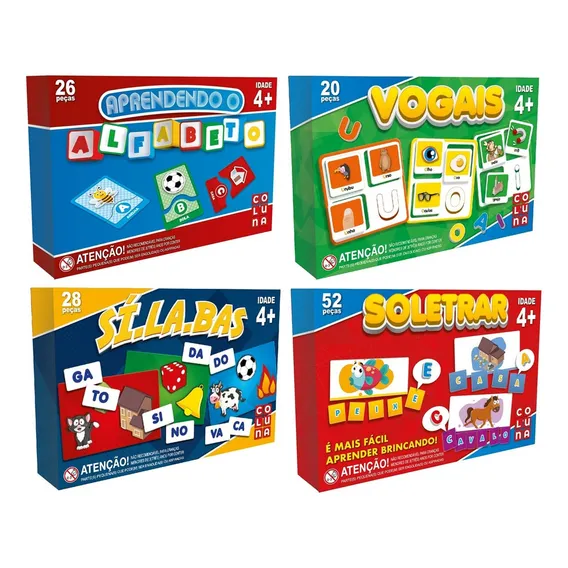 Kit 4 Jogos Educativos Alfabeto + Soletrar + Vogais +sÃlabas Foto 1