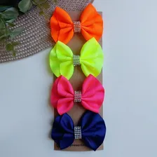 Kit 4 Laço Cabelo Infantil Menina Bico Pato Neon Adulto Foto  mini 1