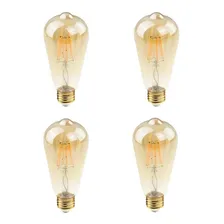 Kit 4 Lampada Led Filamento St64 Retro Ambar 4w Vintage Foto  mini 1