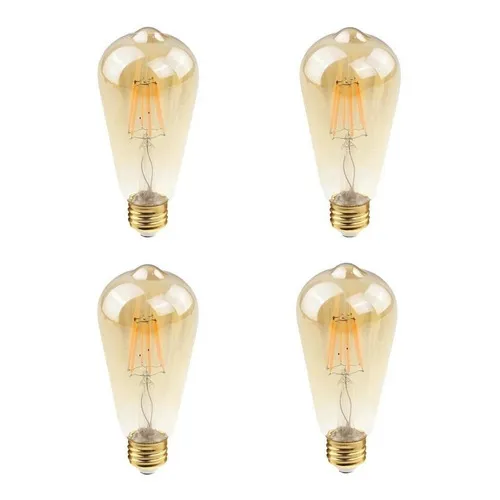 Kit 4 Lampada Led Filamento St64 Retro Ambar 4w Vintage Foto 1