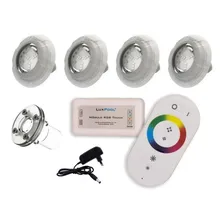 Kit 4 Leds Rgb Piscina Com Controle + Fonte + Nicho Vinil Foto  mini 1