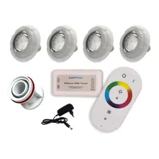 Kit 4 Leds Rgb Piscina + Controle + Fonte + Adaptador 50mm Foto mini 1