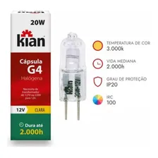 Kit 4 Lâmpada Coifa Bipino Capsula Halogena G4 12v 20w Kian Foto mini 4
