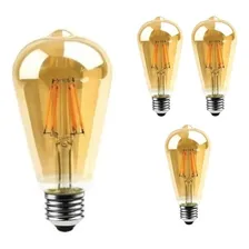 Kit 4 Lâmpada Led 4w Pera Decor St64 Bivolt Retro Vintage Luz Âmbar 110v/220v Foto mini 1