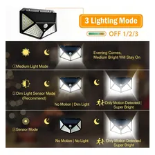 Kit 4 Luminária Solar Parede 100 Led Com Sensor Presença Cor Preto Foto mini 4