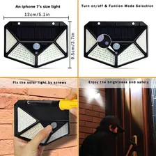 Kit 4 Luminária Solar Parede 100 Led Com Sensor Presença Cor Preto Foto mini 3