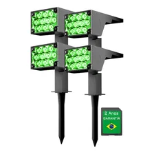 Kit 4 Luminaria Spot Solar Espeto Refletor Jardim Led Luz 12h Verde Oversun Foto mini 1