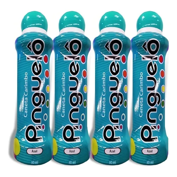 Kit 4 Marcador Bingo De Caneta Carimbo Pinguelô 80ml Azul Foto 1