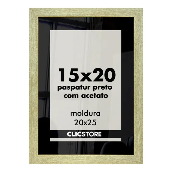 Kit 4 Moldura 15x20 Preto Paspatur Quadro Acetato Foto Sala Cor Carvalho Foto 1