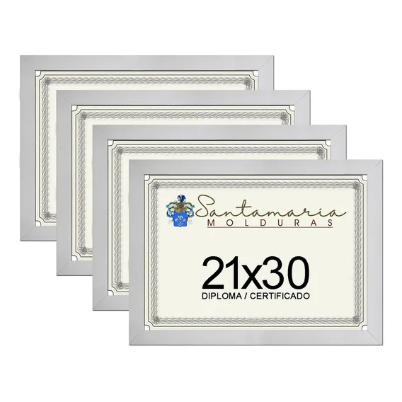 Kit 4 Molduras Porta Diploma Certificado A4 21x30 Branco Foto 1
