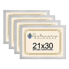 Kit 4 Molduras Porta Diploma Certificado A4 21x30 Branco Foto mini 4