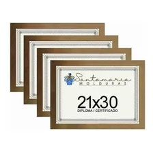 Kit 4 Molduras Porta Diploma Certificado A4 21x30 Dourado Cor Dourado-escuro Liso Foto  mini 1