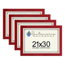 Kit 4 Molduras Porta Diploma Certificado A4 21x30 Vermelho Liso Foto mini 1