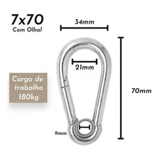 Kit 4 Mosquetão 7mmx70 Com Olhal Para Academia Foto mini  3