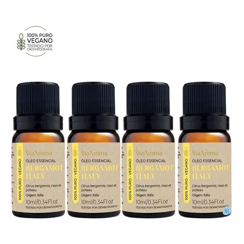 Kit 4 Óleo Essencial Bergamota Via Aroma - Bergamot Italy Foto 1