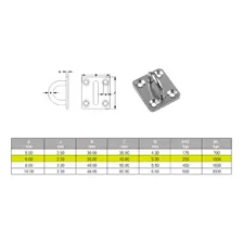 Kit 4 Olhal Suporte Gancho Aço Inox Base Quadrada Ø6mm 250kg Foto mini 4