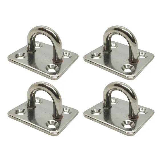 Kit 4 Olhal Suporte Gancho Aço Inox Base Quadrada Ø6mm 250kg Foto 1