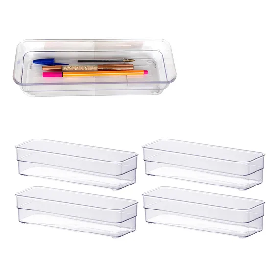 Kit 4 Organizador Closet Cozinha Banheiro Escrit贸rio Escolar Cor Transparente Foto 1