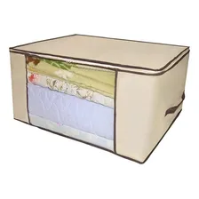 Kit 4 Organizadores Bolsa De Plástico Multiuso 60x45cm Cor Bege Desenho Do Tecido Lisa Foto mini 1