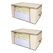 Kit 4 Organizadores Bolsa De Plástico Multiuso 60x45cm Cor Bege Desenho Do Tecido Lisa Foto mini 2