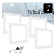 Kit 4 Painel Plafon Led 12w Embutir Quadrado Slim Luz Frio Cor Branco frio 110V/220V Foto mini 1