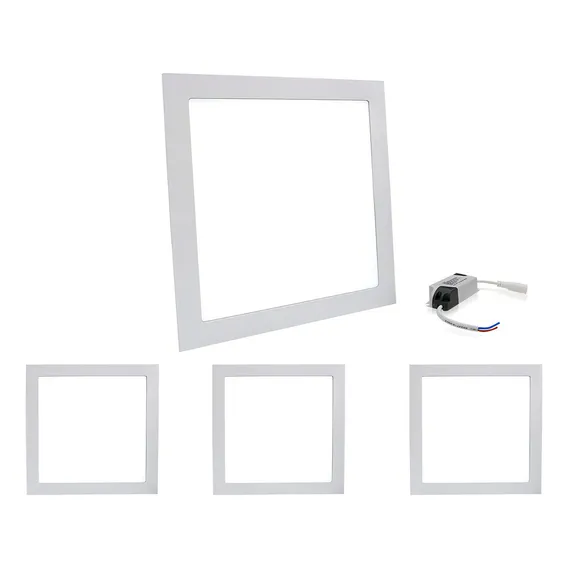 Kit 4 Painel Plafon Led 25w Embutir Quadrado Branco Estrutura Branco Frio Foto 1
