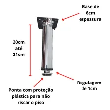 Kit 4 Pé De Cozinha Cromado Redondo Regulável 20cm Reforçado Foto mini 4