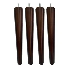Kit 4 Pé Palito 30cm Amêndoa Puff Sofá Mesa Banco Recamier Cor Imbuia Marrom Escuro Foto  mini 1