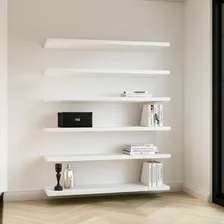 Kit 4 Peças Prateleira Reta Porta Livro Com Suporte Nicho Cor Branco Foto  mini 1