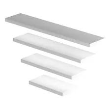 Kit 4 Peças Prateleira Reta Porta Livro Com Suporte Nicho Cor Branco Foto mini  2