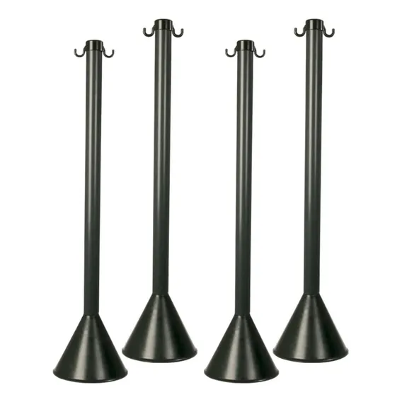 Kit 4 Pedestal Organizador Fila Balizador Postinho Lotérica Cor do pedestal Preto Foto 1
