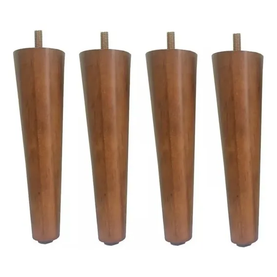 Kit 4 Pés Palito Trapezio 30cm Castanho Para Poltrona Ou Puf Cor Castanho - Palito Foto 1