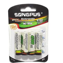 Kit 4 Pilha Recarregável Songpus - 4700mah Digital Power Aa Foto mini 2