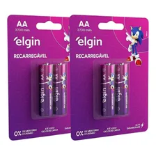 Kit 4 Pilhas Recarregável Aa 2700mah Elgin 2 Cartela Elgin Foto mini 1