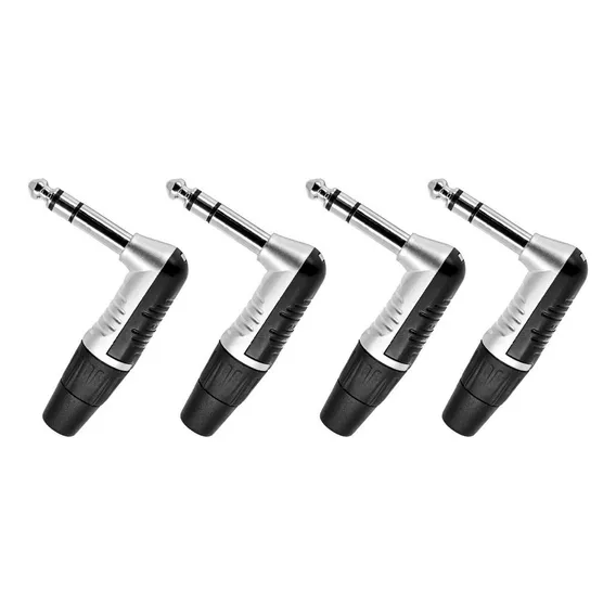 Kit 4 Plug P10 Cachimbo 90 Graus Stereo Niquelado Rp3rc Rean Foto 1