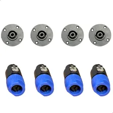 Kit 4 Plug Speakon Fêmea Painel + 4 Plug Speakon Macho Cor Preto Foto  mini 1