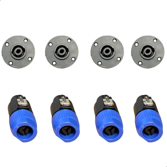 Kit 4 Plug Speakon Fêmea Painel + 4 Plug Speakon Macho Cor Preto Foto 1